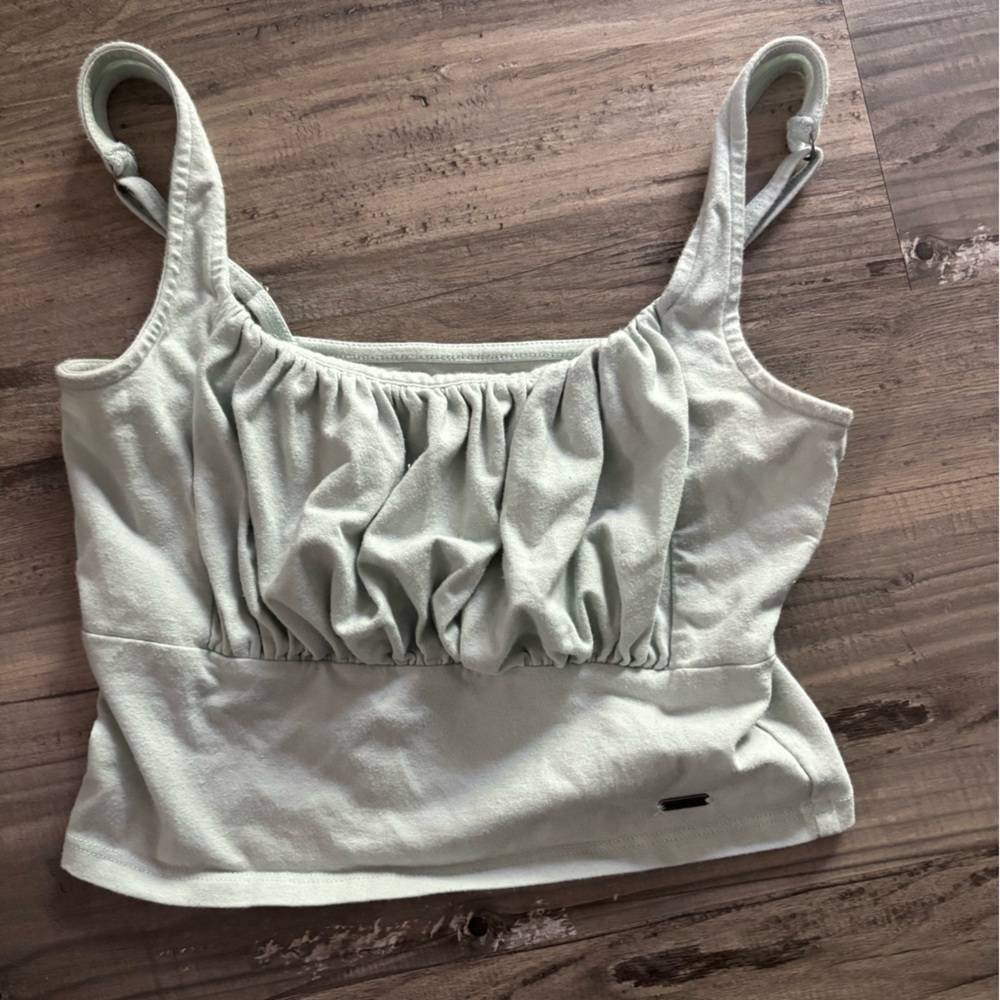 Hollister Green Ruched Sleeveless Tank Top